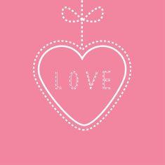 Hanging pink heart with bow Love card