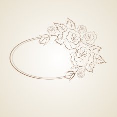 Vintage oval frame with roses