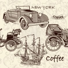 Seamless wallpaper pattern with vintage transport