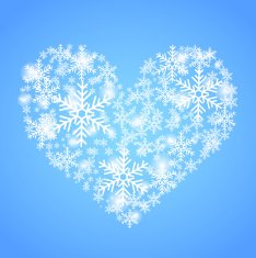 Heart shape made by snowflakes