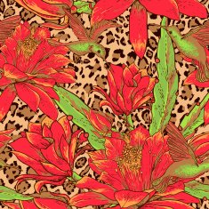 Seamless floral pattern on leopard background N2
