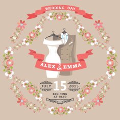 Cute wedding invitation with wear and floral frame N2