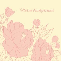 Floral background with hand drawn peonies