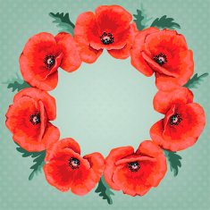 Red poppy with leaf Invitation card N2