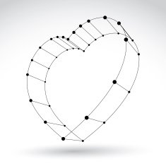 3d mesh stylish web monochrome love heart sign