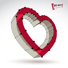 3d mesh stylish web red love heart sign isolated N13