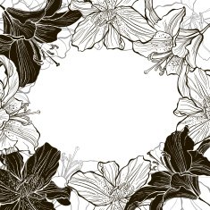 Floral monochrome frame with lilies