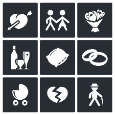 People's lives icons set
