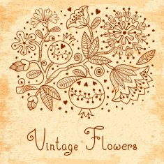Vintage Festive card with flowers and pomegranate