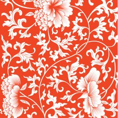 Pattern on red background with chinese flowers N2