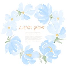 Watercolor Flowers round frame N3