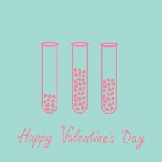 Love test tubes with hearts inside Happy Valentines Day Blue