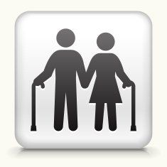 Square Button with Old Couple N2