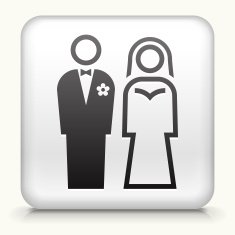Square Button with Bride & Groom N2