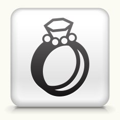 Square Button with Wedding Rings