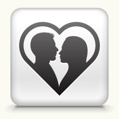 Square Button with Couple & Heart