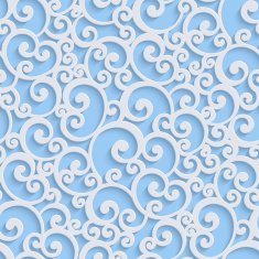Blue Vector 3d Floral Damask Seamless Pattern N2
