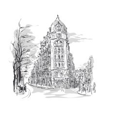 sketch of Parisian street N2
