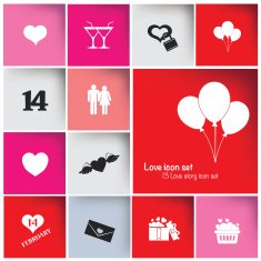 Heart & Love icon set vector