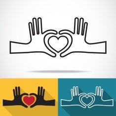 Hands in the form of heart Line icon