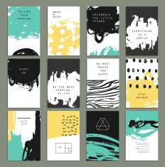 Hand drawn set with artistic invitations