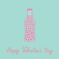 Beer bottle with hearts inside Blue and pink Love card