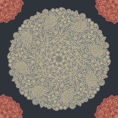 Vintage floral pattern round shape N2