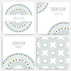 Set of four geometric ornament cards