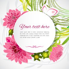 Gentle grey card with dahlias and white lace branches N2
