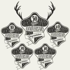 Retro Vintage style anniversary greeting card collection with calligraphic design N7