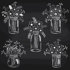 Chalkboard flowers in jars