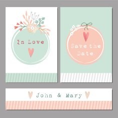 Set of floral romantic wedding baby shower birthday cards