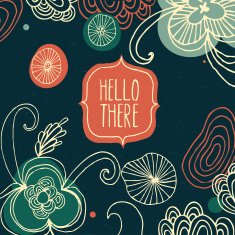 hand drawn hello there card with abstract background N2