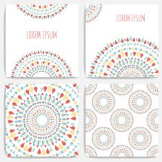 Set of four geometric ornament cards N3