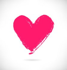 Drawn pink heart silhouette on white background