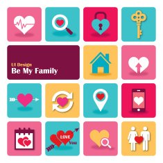 Love Sweet Home Flat UI design trend set icons