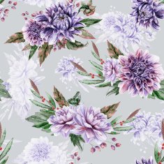 Seamless pattern with lilac dahlia N3