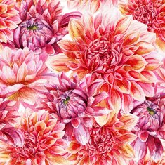 Seamless pattern with red dahlia N4