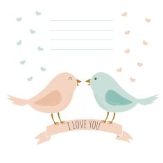 card for Valentines Day with two birds