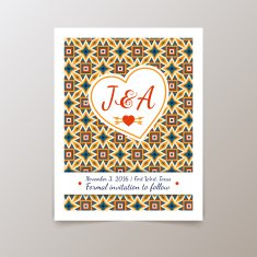 Wedding invitation card with geometric vintage