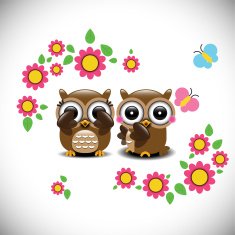 Greeting card with two lovely owls