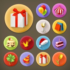 Holiday and gifts icon set N2