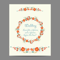 Wedding invitation cards with floral element