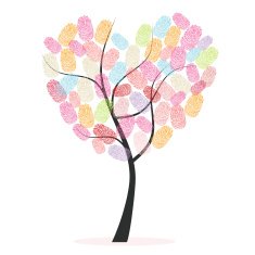 Heart tree with colorful finger prints vector