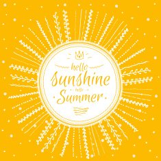 Summer card with cute sun and motivational typographic N2