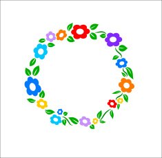 Colored vintage Flower ring frame decoration vector illustration N2