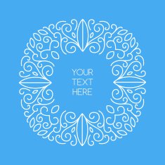 Vector line art style square frame Abstract floral decorative background