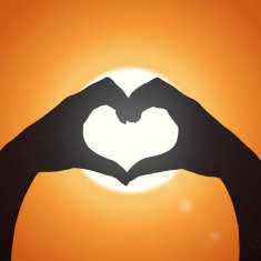 Silhouette of hands and the sun vector