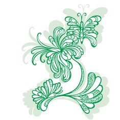 Decorative flower motif pattern butterflies