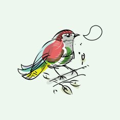 Colorful hand drawn bird N2